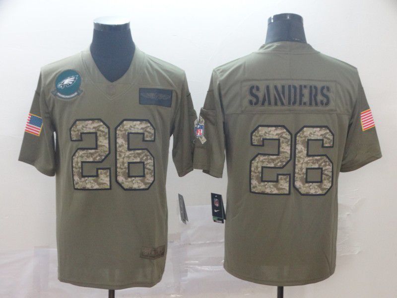 Men Philadelphia Eagles #26 Sanders Nike 2019 Olive Camo Salute to Service Limited NFL Jerseys